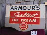 Heavy Tin Armour's Sealtest Ice Cream Sign Double
