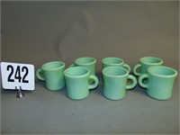 Lot of 7 Fire King Jadeite Mugs (One Chipped)