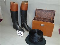 Mahogany Top Riding Boots and Top Hat