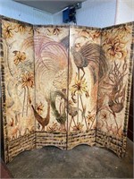 LARGE 4 PANEL DECORATED SCREEN DOUBLE SIDED