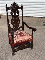 HEAVY CARVED THRONE CHAIR LARGE