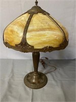 ANTIQUE SLAG GLASS LAMP