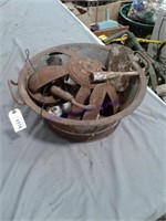 rusty pot with hoe ends