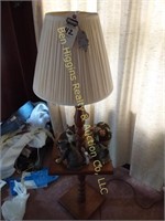 Table Lamp, & cat figurines