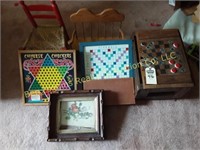 Child's chair, Game Boards, & Victorian Picture