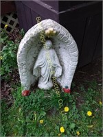 White Virgin  Mary yard statue