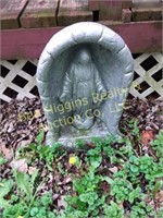 Silver Virgin  Mary yard statue