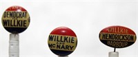 4 Wilkie Pins: "I AM A DEMOCRAT FOR WILKIE), 0.80"