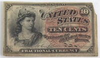 1869 to 1875 ten cent fractional currency-