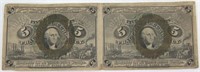 1863 George Washington set of 2 five cent