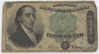 1869 Fourth Issue fifty cents fractional currency
