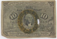 1863 Second Issue Washington ten cent fractional