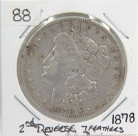1878 Morgan Silver dollar 2nd Reverse 7 feathers