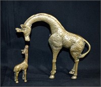 2 pcs Solid Brass Giraffe Figures
