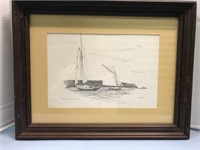VINTAGE PICTURE OF 2 SAILBOATS
