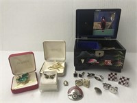 VINTAGE ASIAN JEWELRY BOX AND CONTENTS