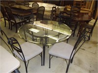 GLASS TOP IRON TABLE W/4 CHAIRS