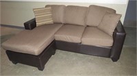 SMALL SECTIONAL OTTOMAN SOFA IN BROWN TWEED