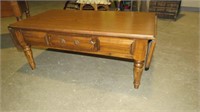 SOLID WOOD 1 DRW. DROP SIDE MID CENT. COFFEE TABLE