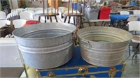 2 GALVANIZED WASH TUBS-SMALL ONE LEAKS