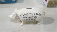 QUAKER CITY HAMS CAST IRON PIG BANK