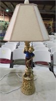 PAINTED CHERUB ELECTRIC TABLE LAMP, 30" TALL
