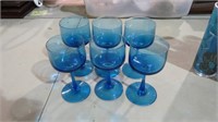 SET 6 BLUE WINE GLASSES