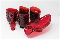 Misc. Box Red Glass Pieces