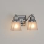 2-Light Chrome Vanity Light with Etched Glass