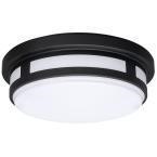 11 in. 1-Light Round Black LED Porch Ceiling Light