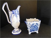 Blue and White Pitcher