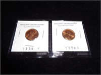 1956 P & 1958 D Old Wheat Cents/Pennies