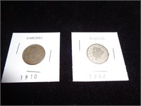 1907 & 1910 Victory Nickels