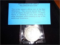 2000 Republic Of Liberia Millennium $10. Coin