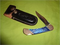 Lock Blade Knife With Leather Sheath