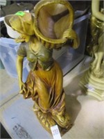 CHALKWARE LADY WITH BASKET  19"
