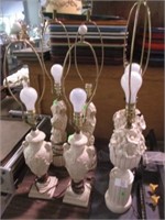 3 PAIRS OF VICTORIAN LAMPS