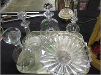 GLASS DECANTERS & ROSENTHAL BOWL