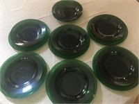 Green Glass Dish Set - 14 pc.
