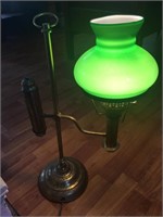 Fancy Brass Desk Lamp w/ Green Glass Shade
