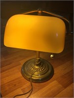 Bankers Desk Lamp w/ Yellow Glass Shade