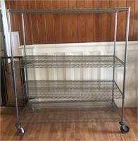 Stainless Steel Rolling Four Shelf Wire Rack