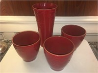 Lot of 4 Matching Planters / Tall Vase