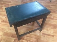 Antique Cushioned Storage Stool W/Hinged Top