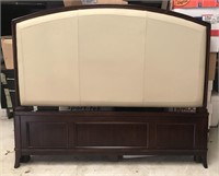 CREAM LEATHER QUEEN BED FRAME