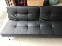 BLACK LEATHER SOFA TO BED