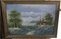 TEXAS BLUEBONNET AND BARN  PAINTING