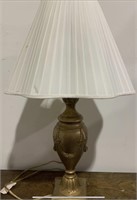 VINTAGE GOLD TONED LAMP  PLEATED SHADE
