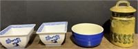ASSORTED BOWLS AND CANISTER
