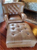 Leather Chair and Ottoman